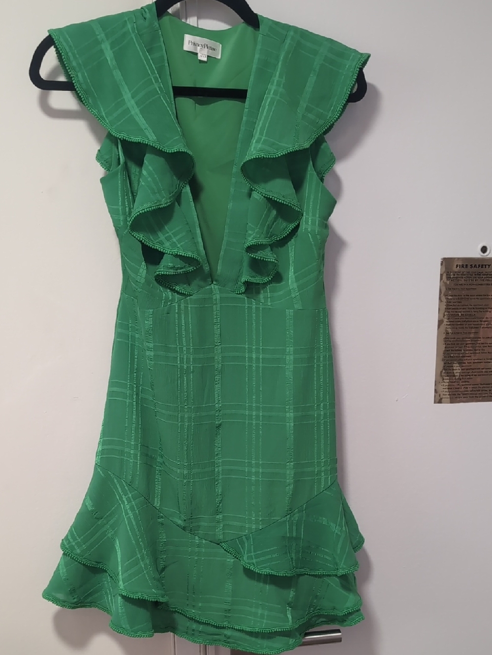Privacy please Bright Green Ruffle V-Neck Mini Dress